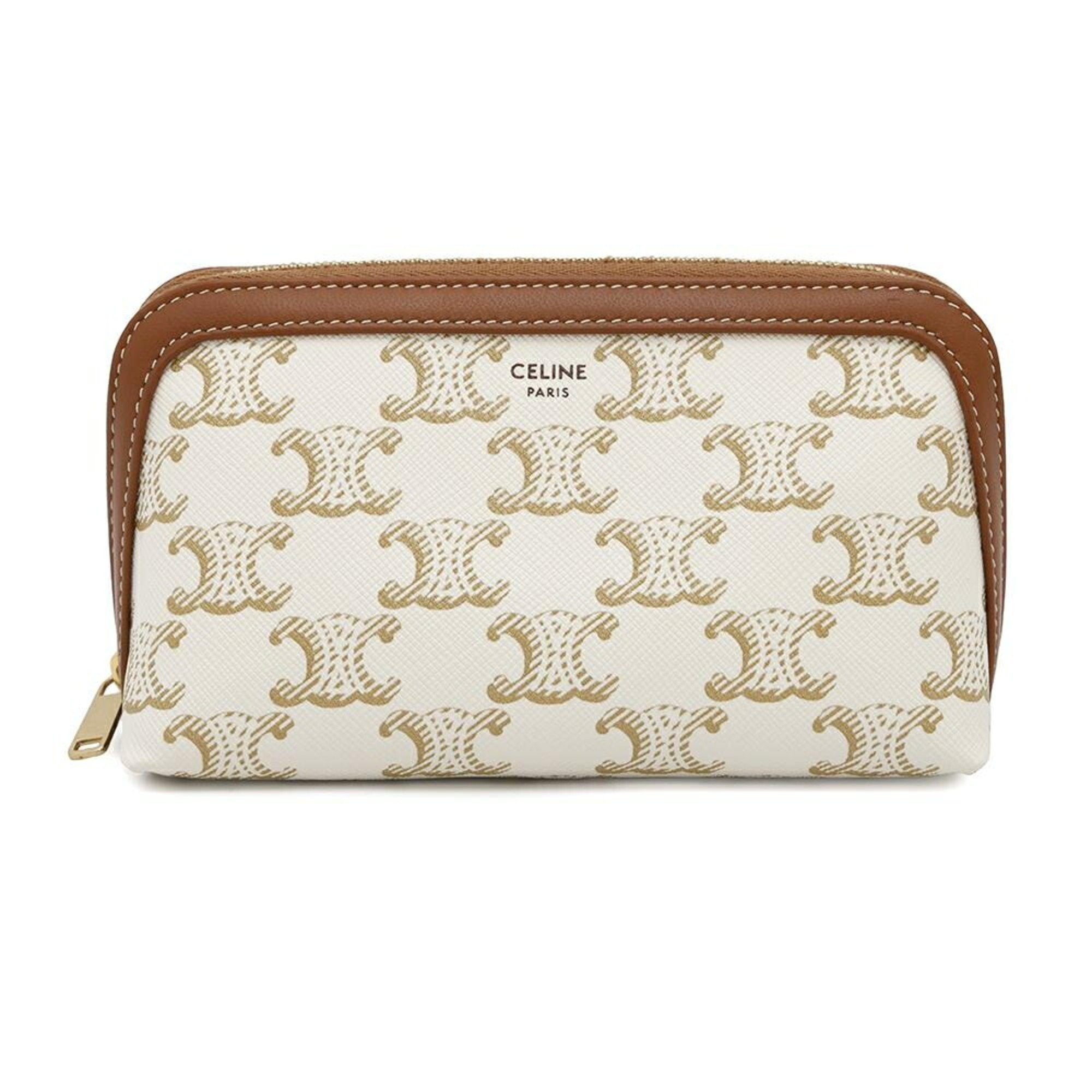 Zip Around Chain Clutch Triomphe Coated Canvas