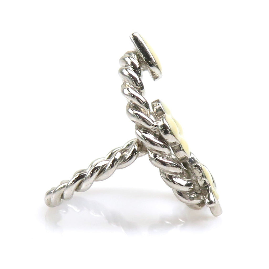 Sweet Monogram Ring Enamel and Metal Off-White Silver
