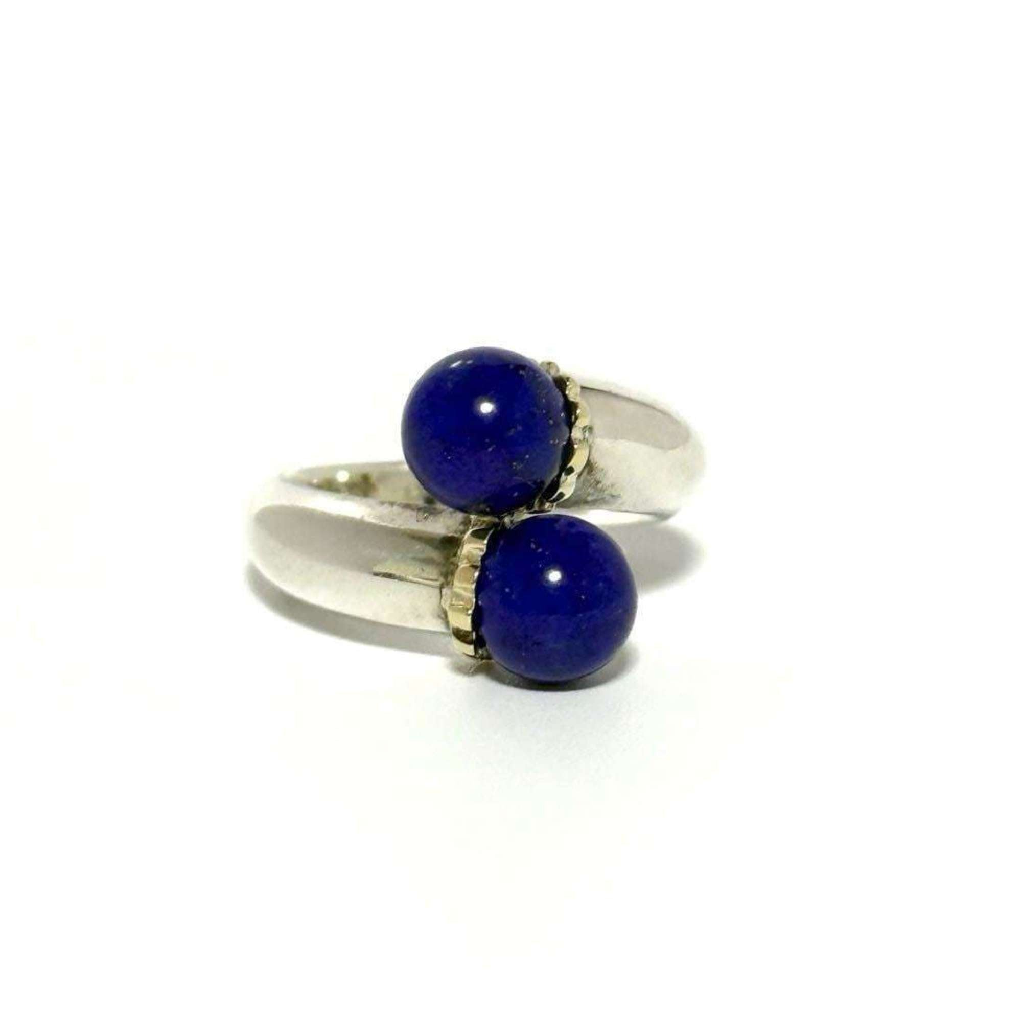 Ring Sterling Silver and 18K Yellow Gold with Lapis Lazuli