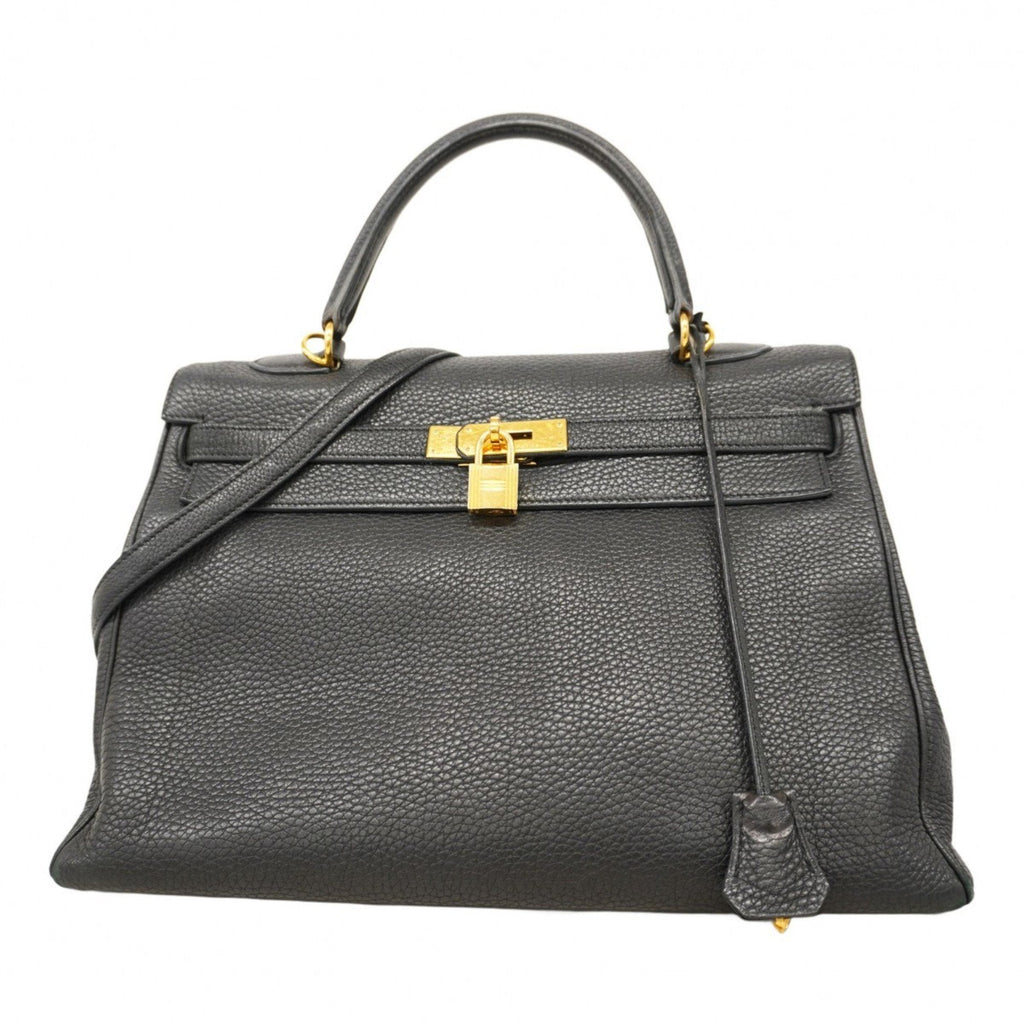 Kelly Handbag Black Togo with Gold Hardware 35
