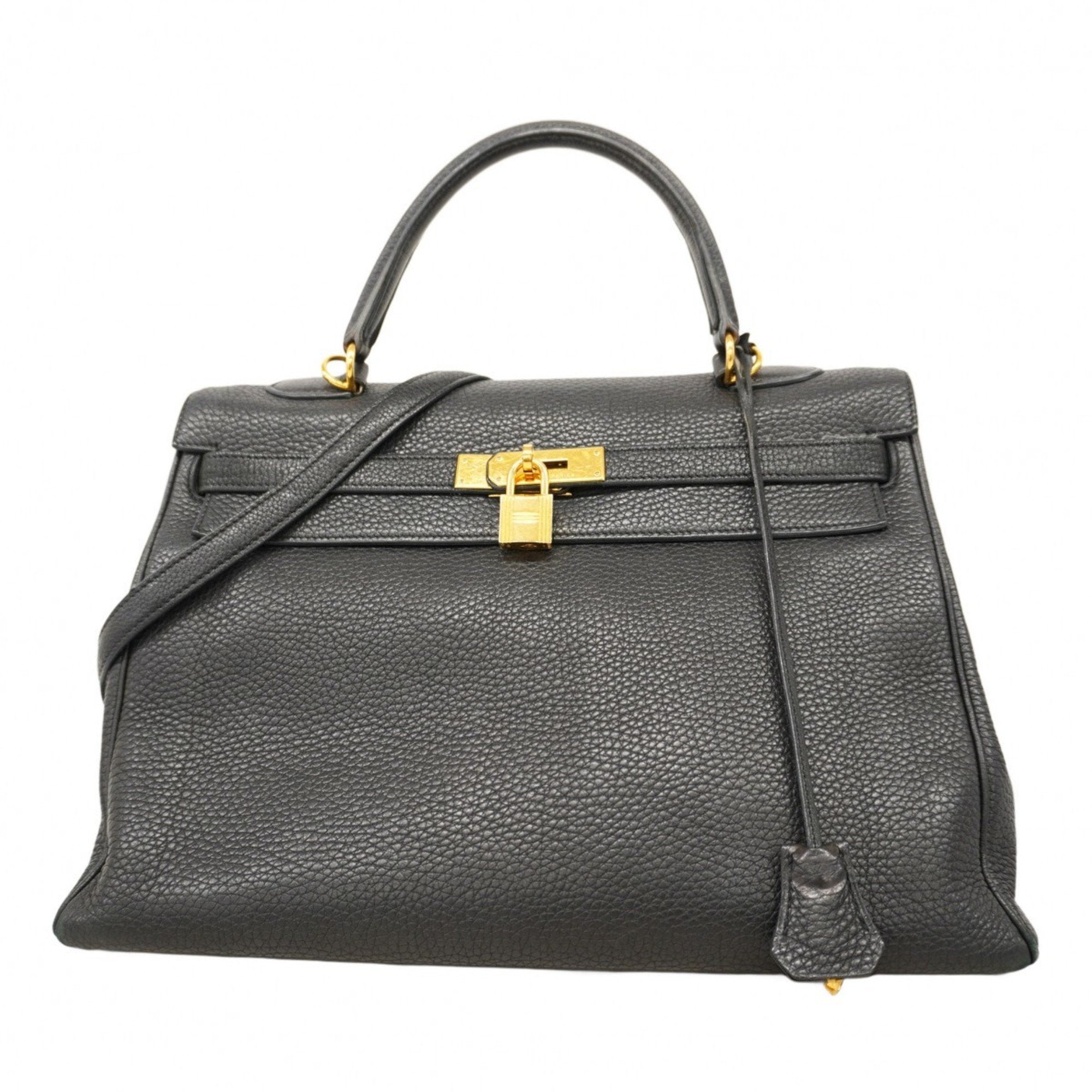 Kelly Handbag Black Togo with Gold Hardware 35