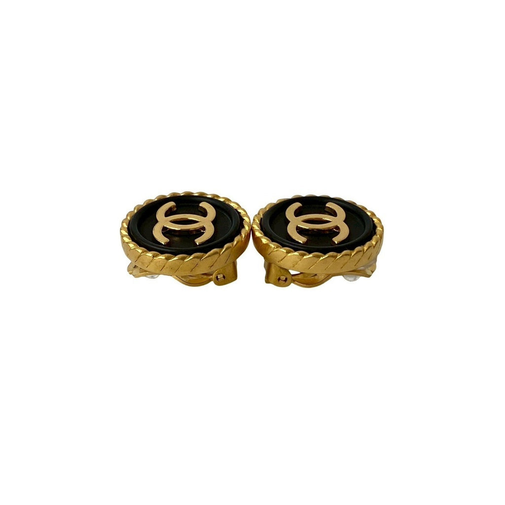 CC Logo Clip-On Earrings Metal Gold-Tone Metal