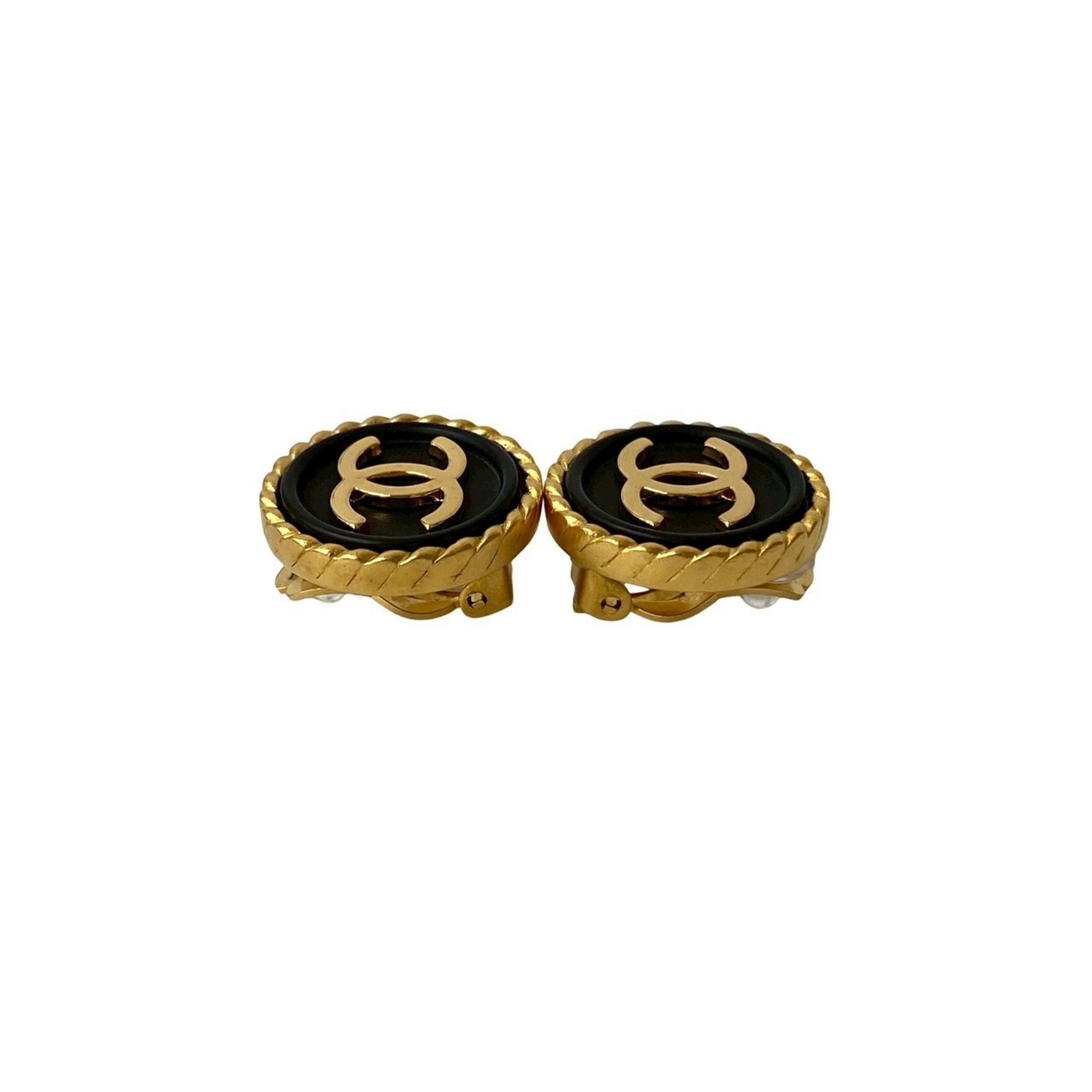 CC Logo Clip-On Earrings Metal Gold-Tone Metal