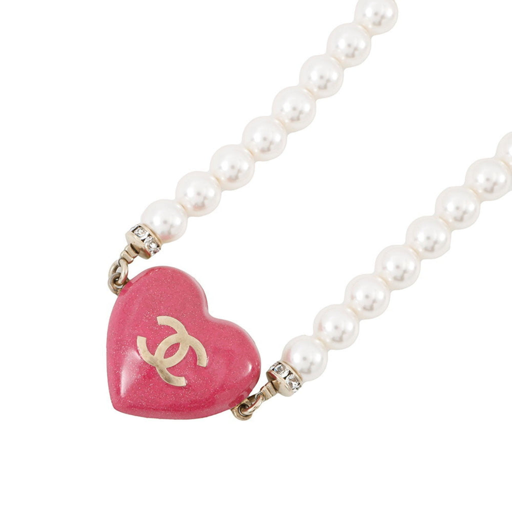 CC Logo Heart Pendant Necklace Metal