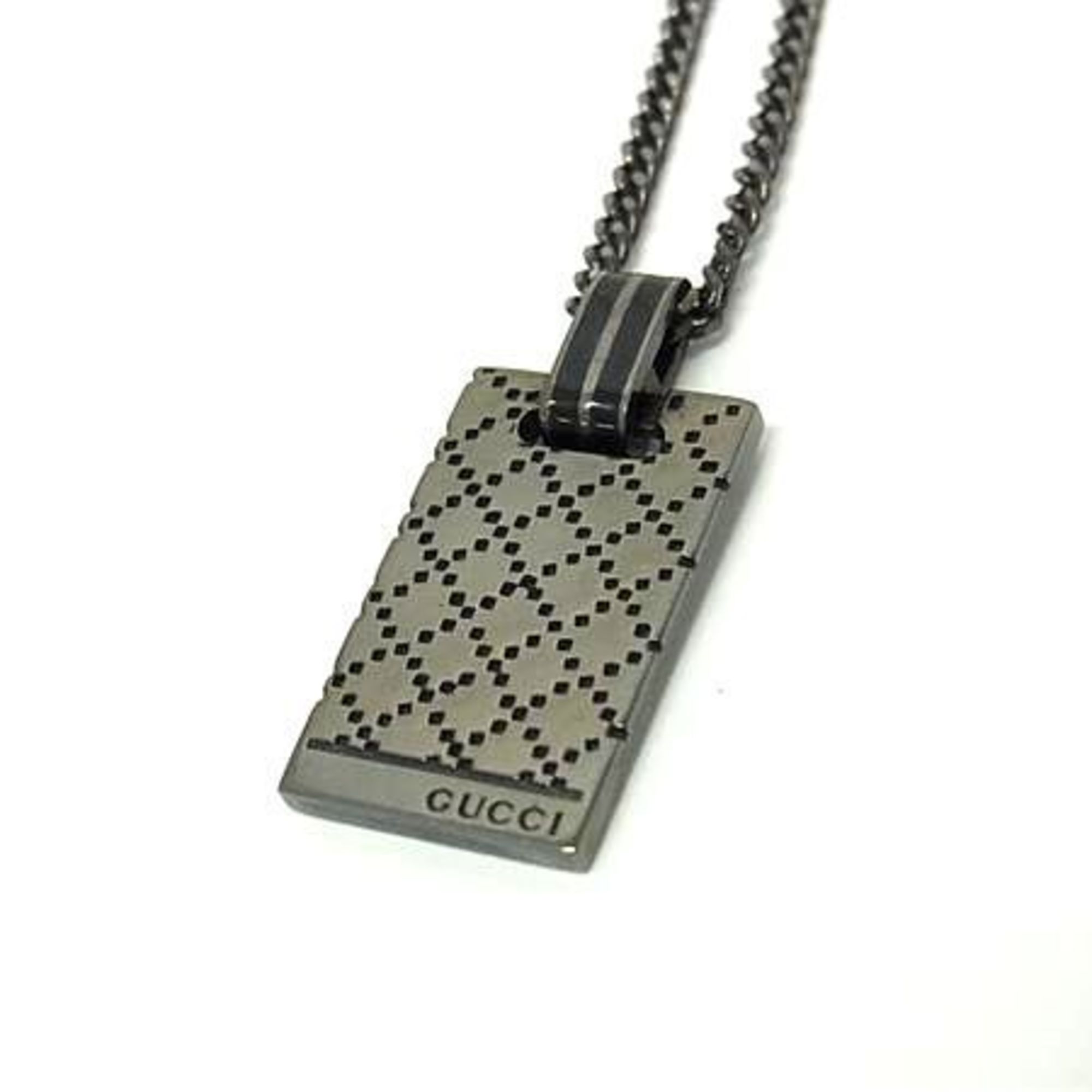 Pendant Necklace Sterling Silver Gunmetal Black with Diamante