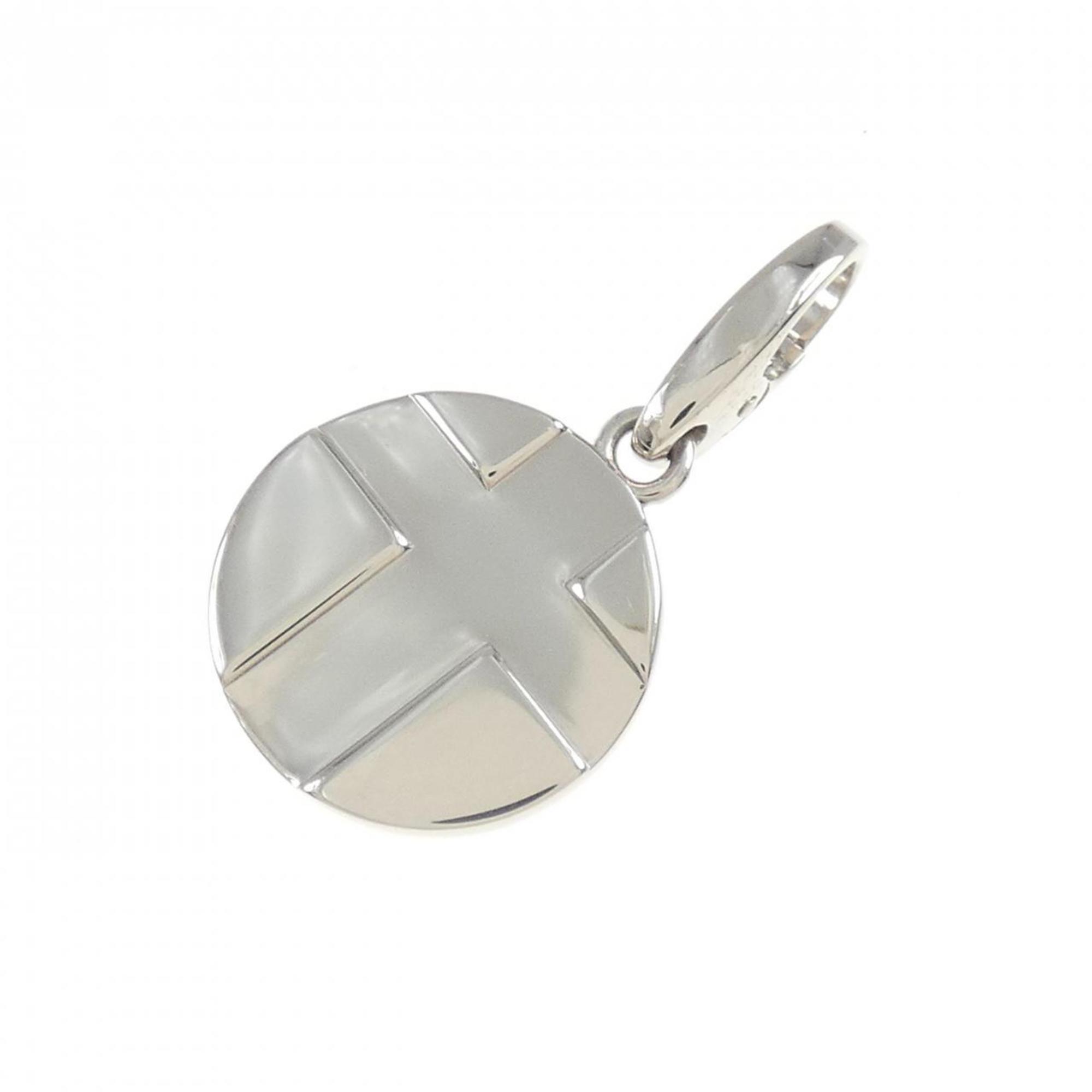 Cross Motif Charm Necklace 18K White Gold