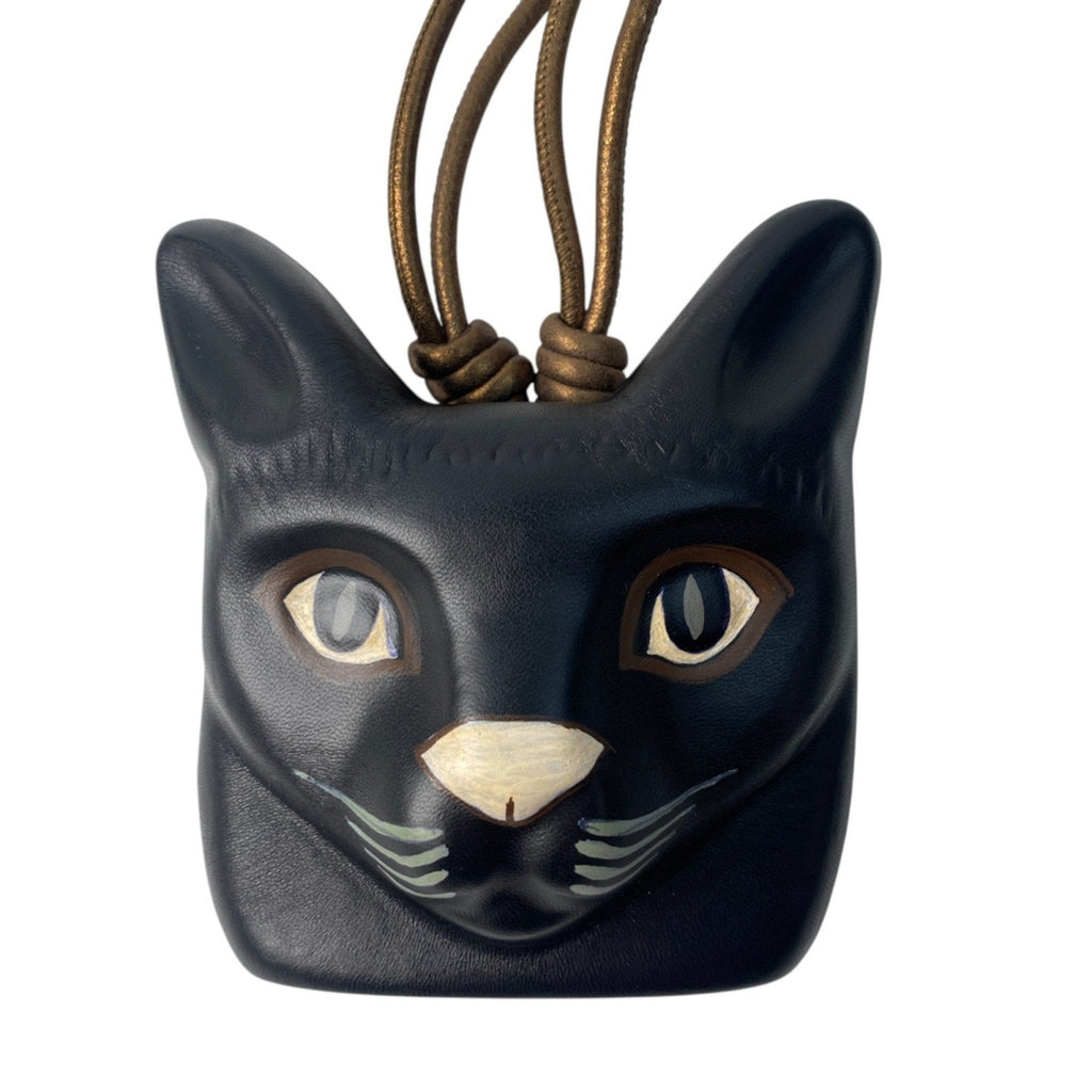 Cat Face Pendant Necklace Leather