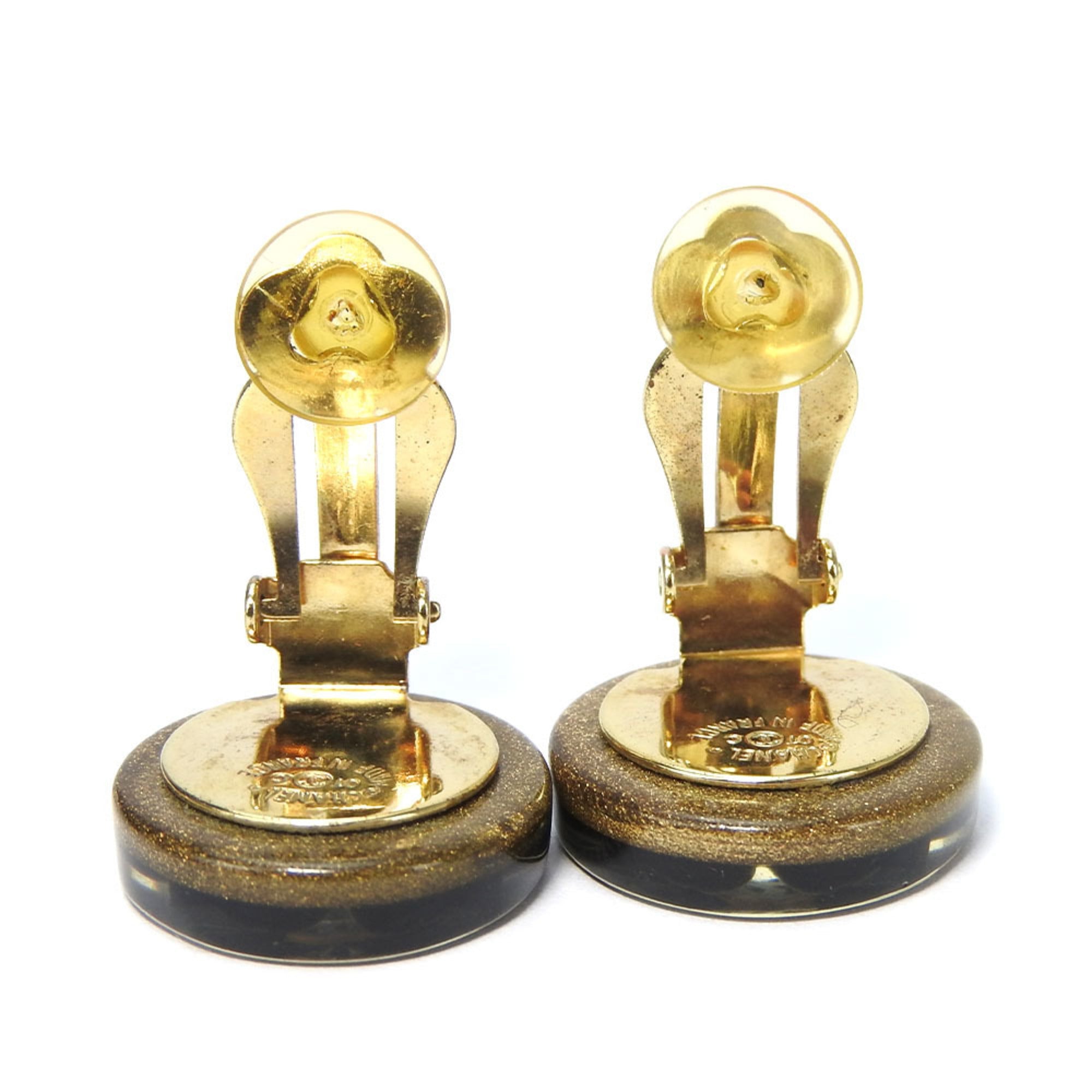 CC Logo Clover Clip-On Earrings Gold-Tone Metal