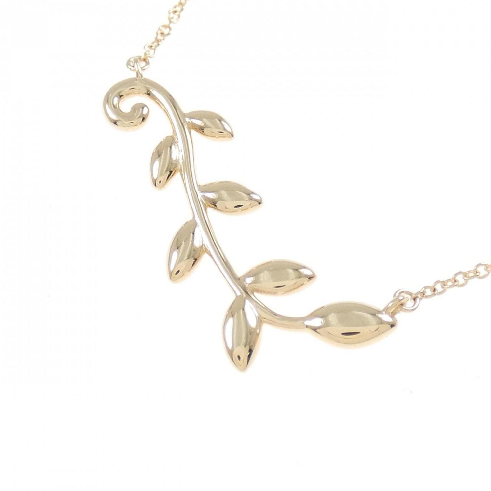 Olive Leaf Vine Pendant Necklace 18K Rose Gold