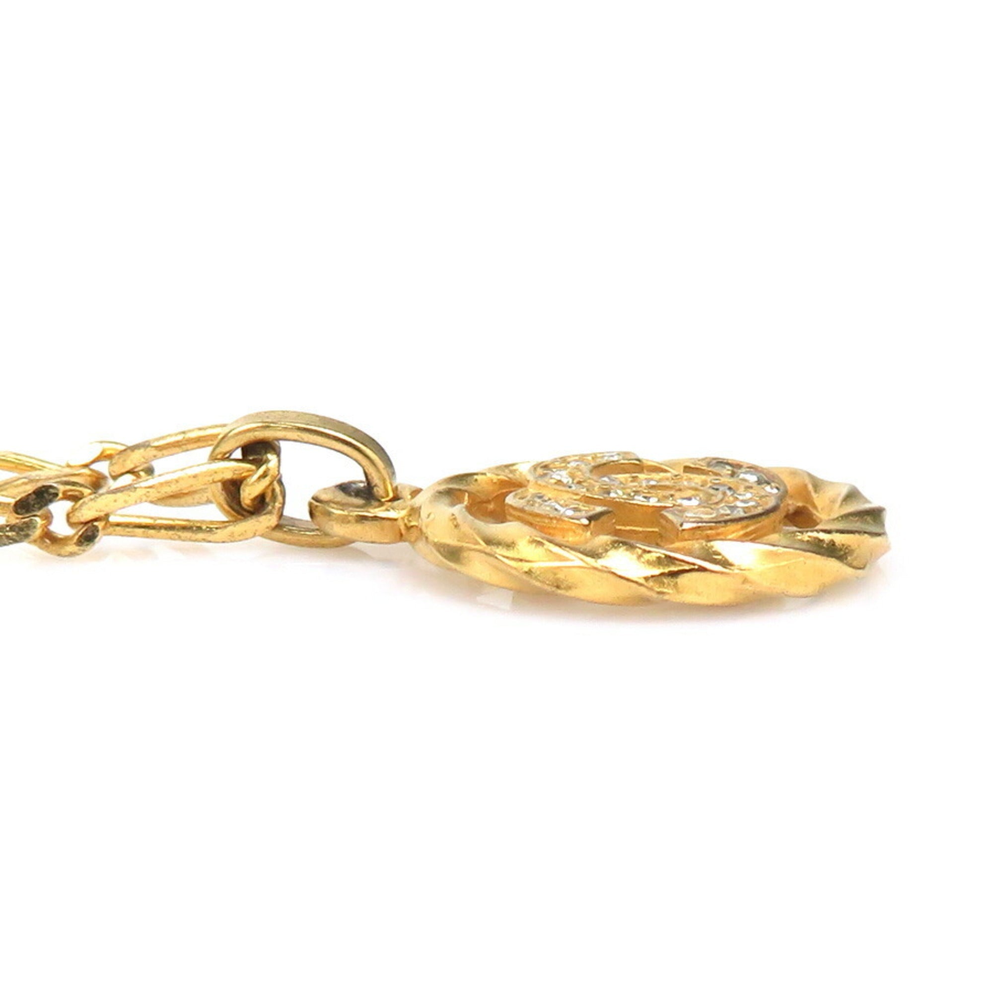 CC Logo Pendant Necklace Gold-Tone Metal