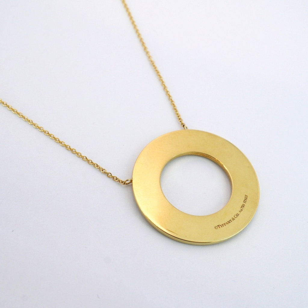 T Circle Pendant Necklace 18K Yellow Gold with Diamond