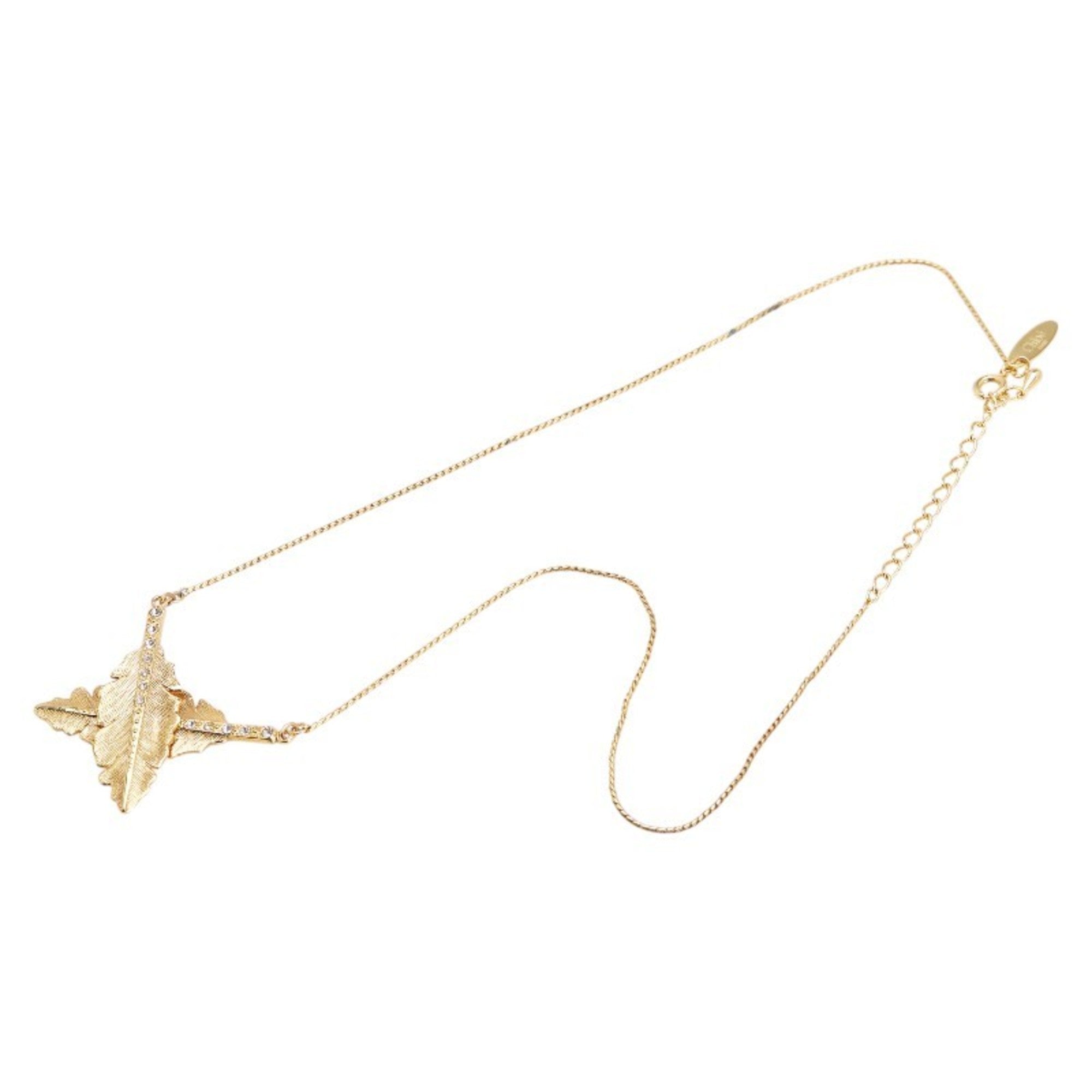 Pendant Necklace Gold With Rhinestone