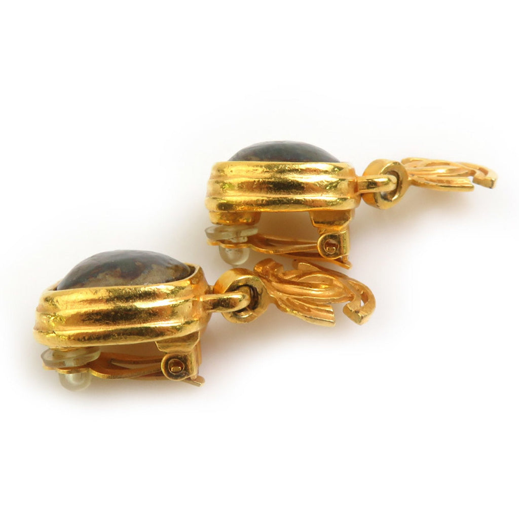 CC Logo Clip-On Earrings Gold-Tone Metal Gold-Tone Metal