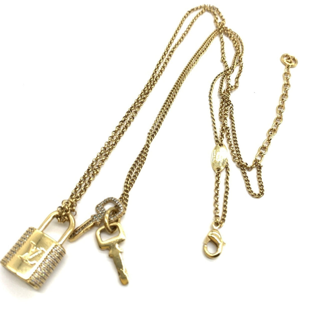 Padlock Pendant Necklace Metal with Rhinestone