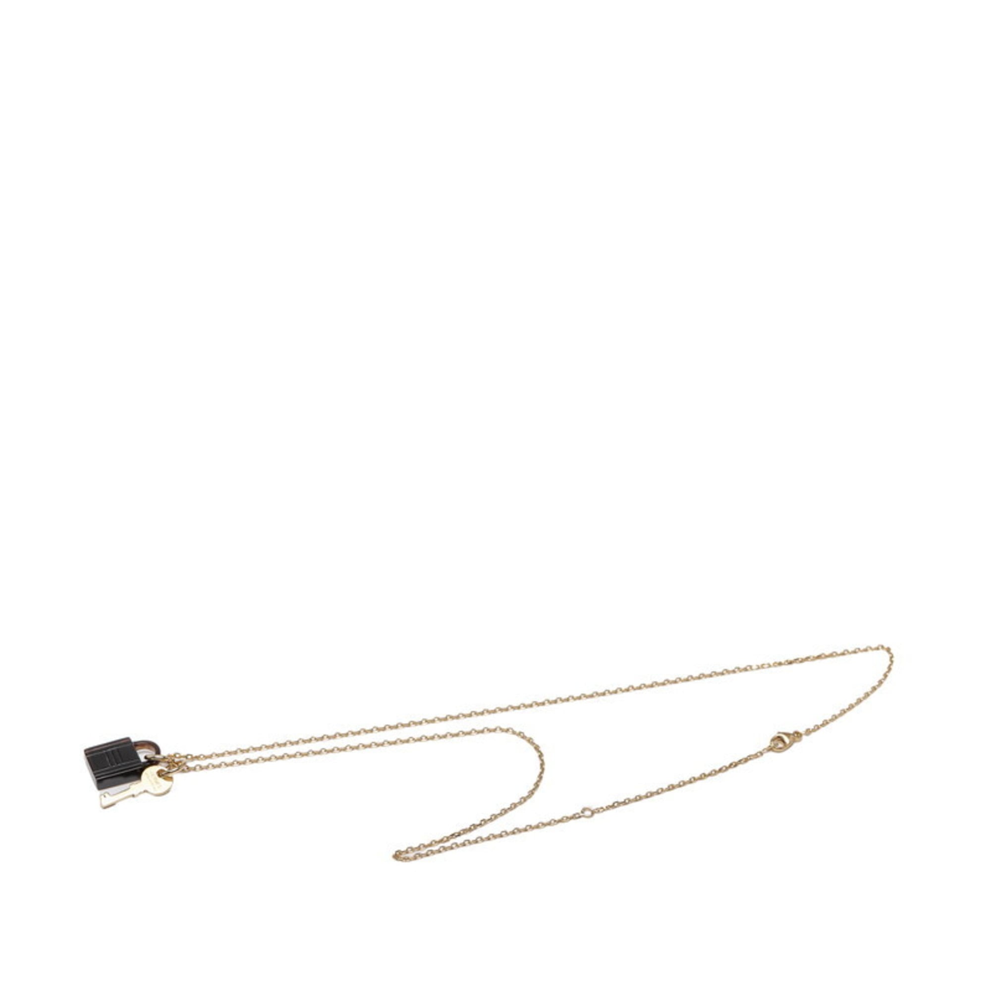 Amulet Padlock Pendant Necklace Buffalo Horn and Gold Mini