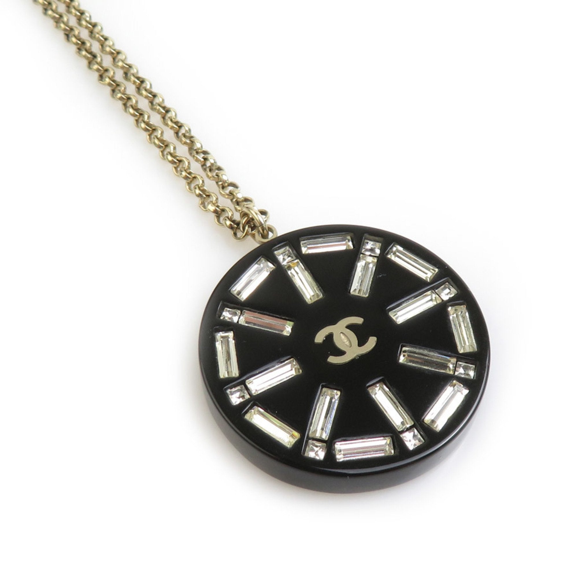 CC Logo Pendant Necklace Gold-Tone Metal