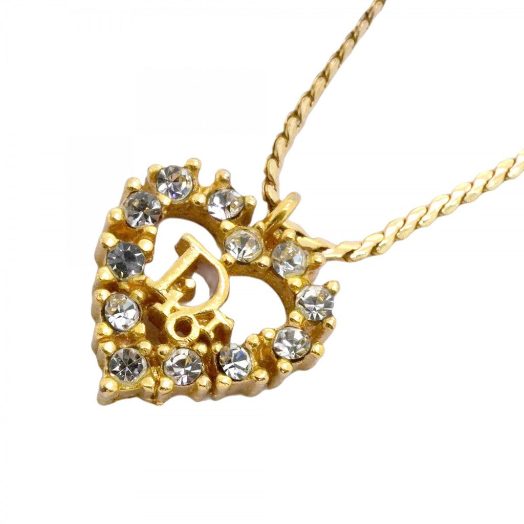 Heart Pendant Necklace Gold With Rhinestone