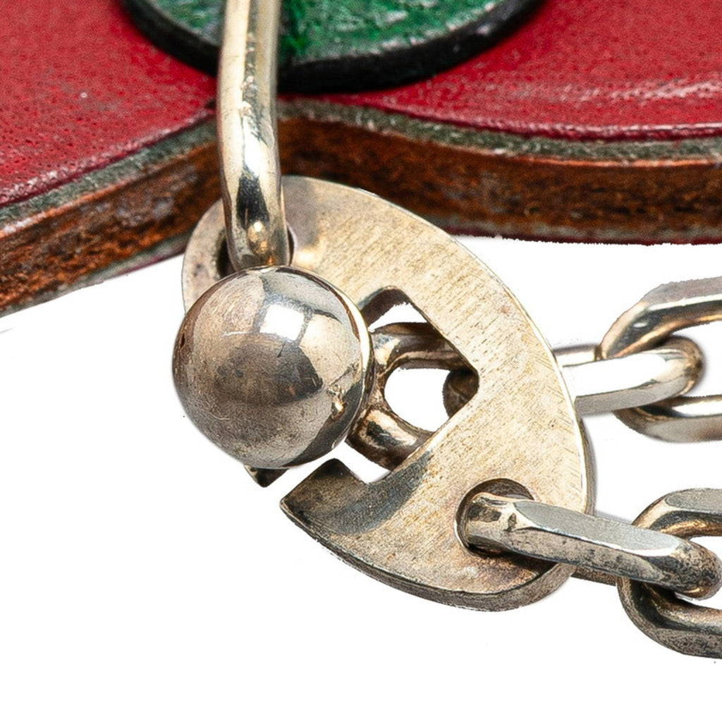 Charm Leather and Metal Red and Silver Handbag Charm