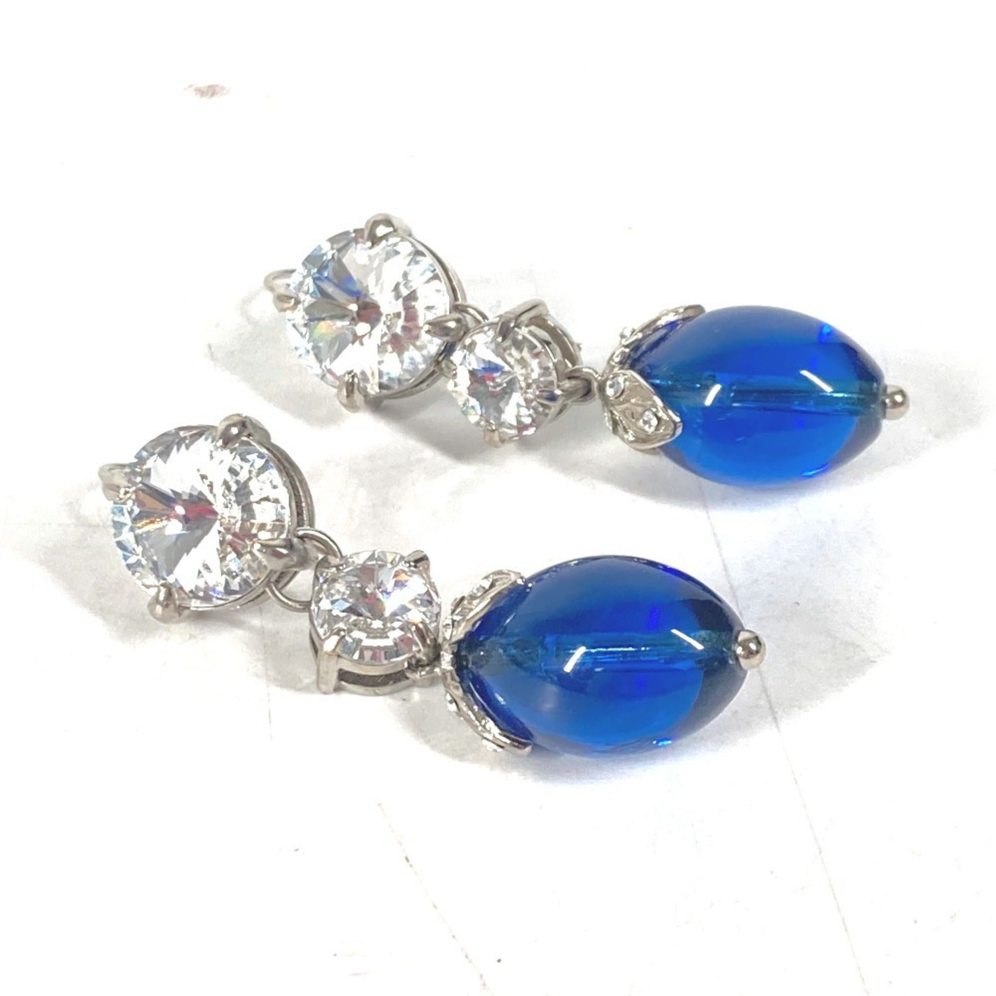 Earrings Rhinestone Silver-Tone Metal