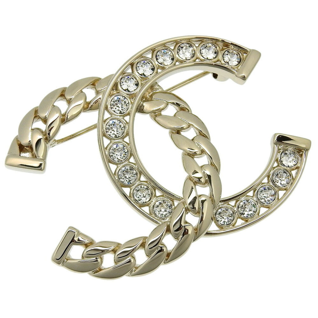 CC Logo Brooch Gold-Tone Metal