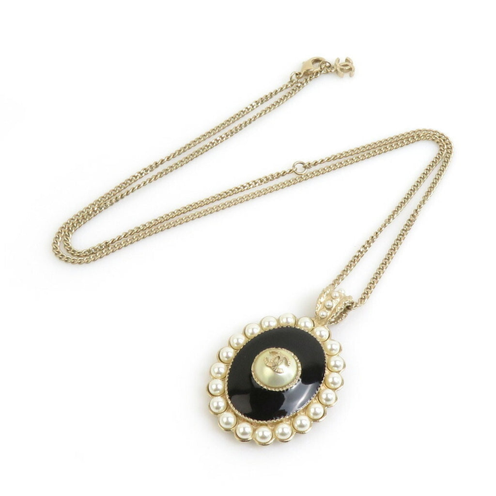 CC Logo Pendant Necklace Gold-Tone Metal