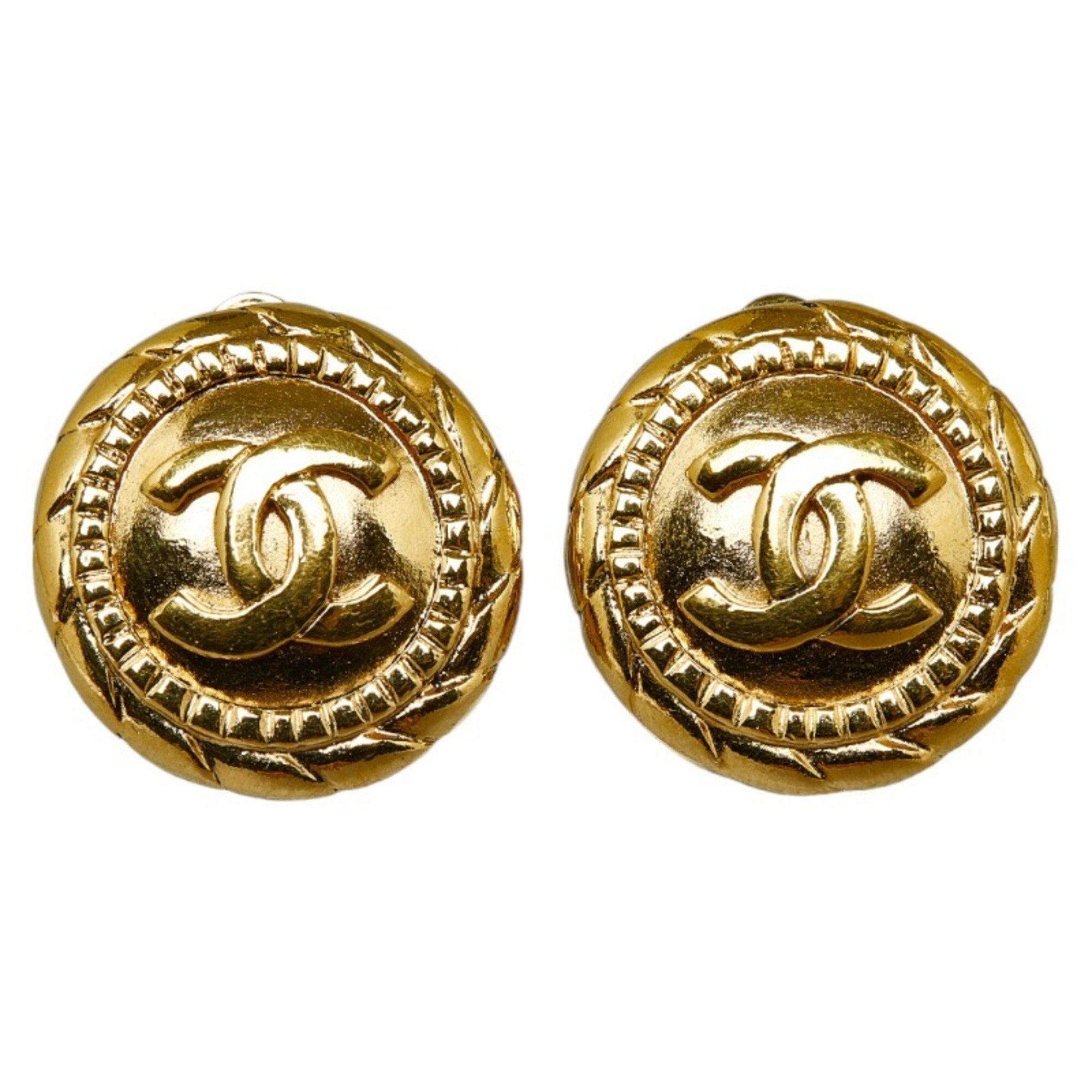 CC Logo Clip-On Earrings Metal Gold-Tone Metal