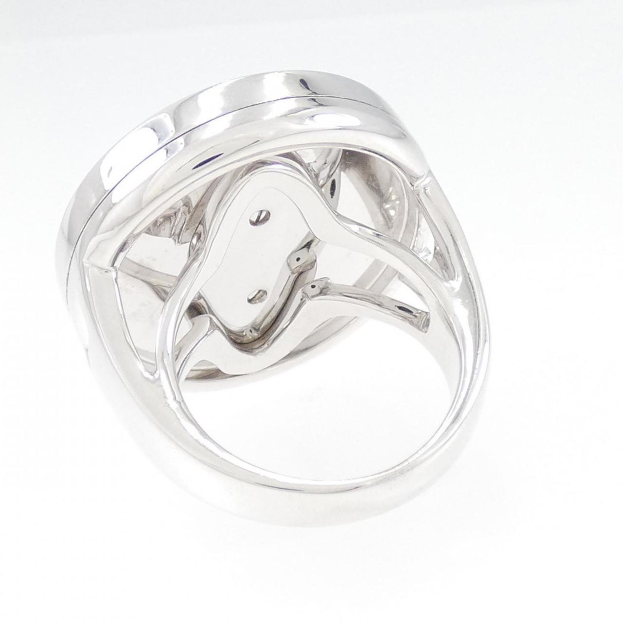 Ring 18K White Gold with Diamond and Mother of Pearl