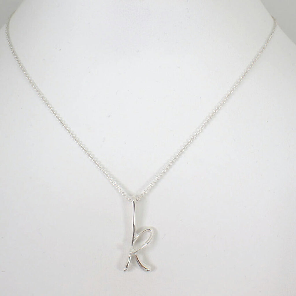 Initial K Pendant Necklace Sterling Silver