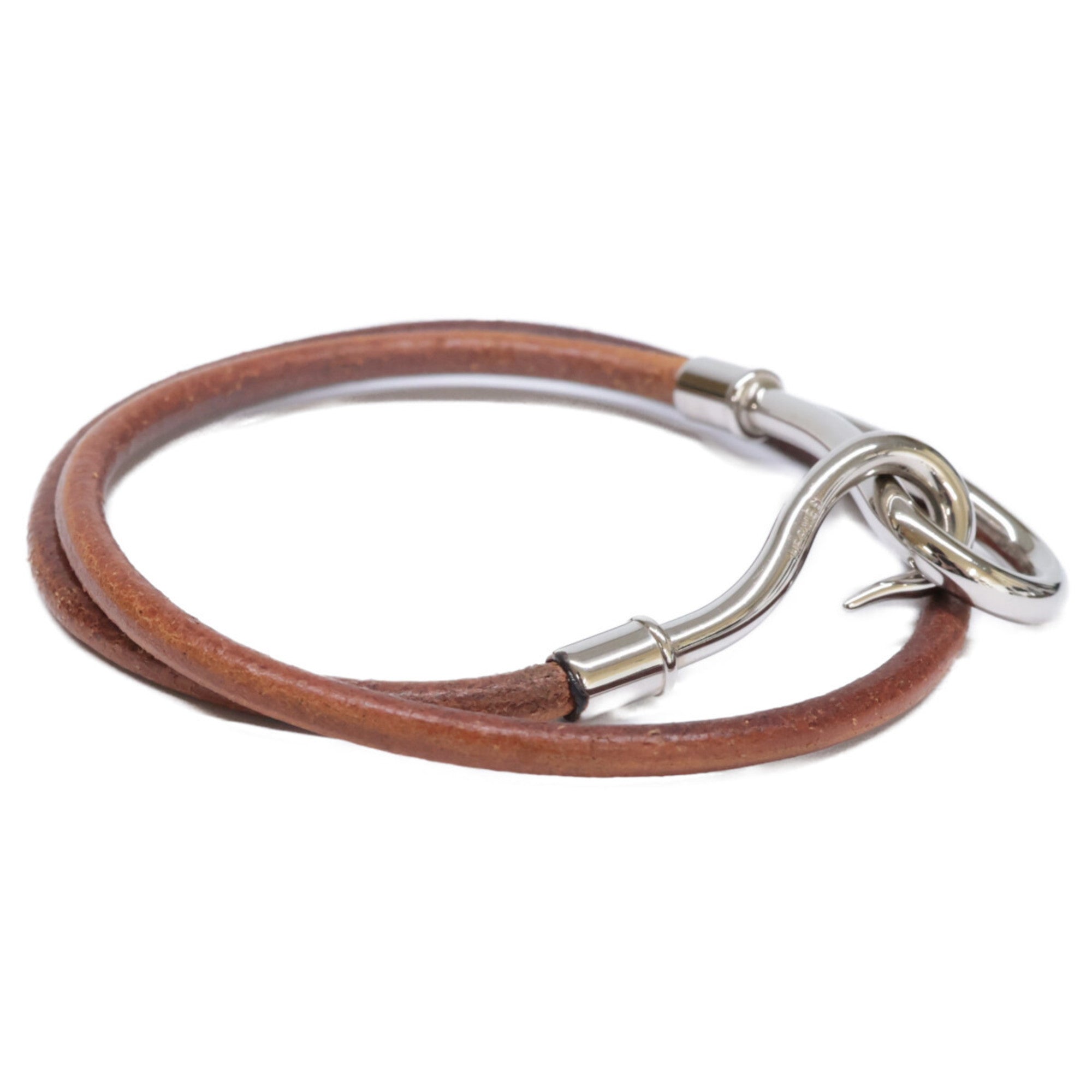 Jumbo Leather Bracelet Brown and Silver