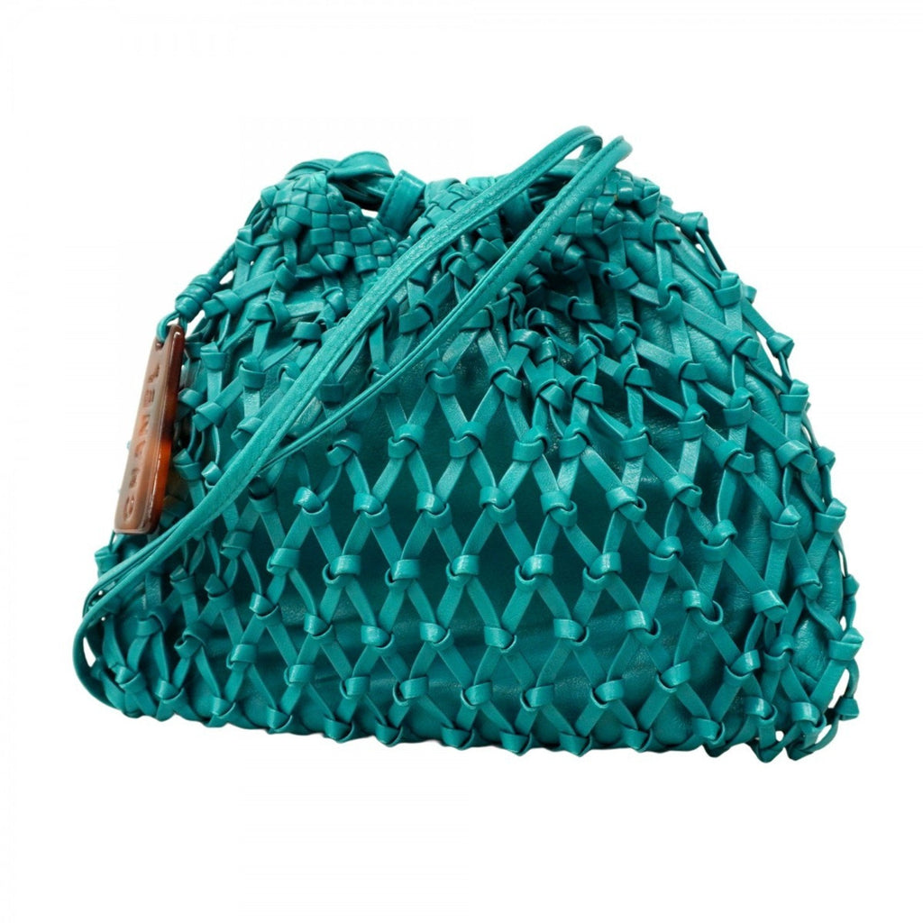 Vintage Resin Bucket Bag Woven Leather Medium