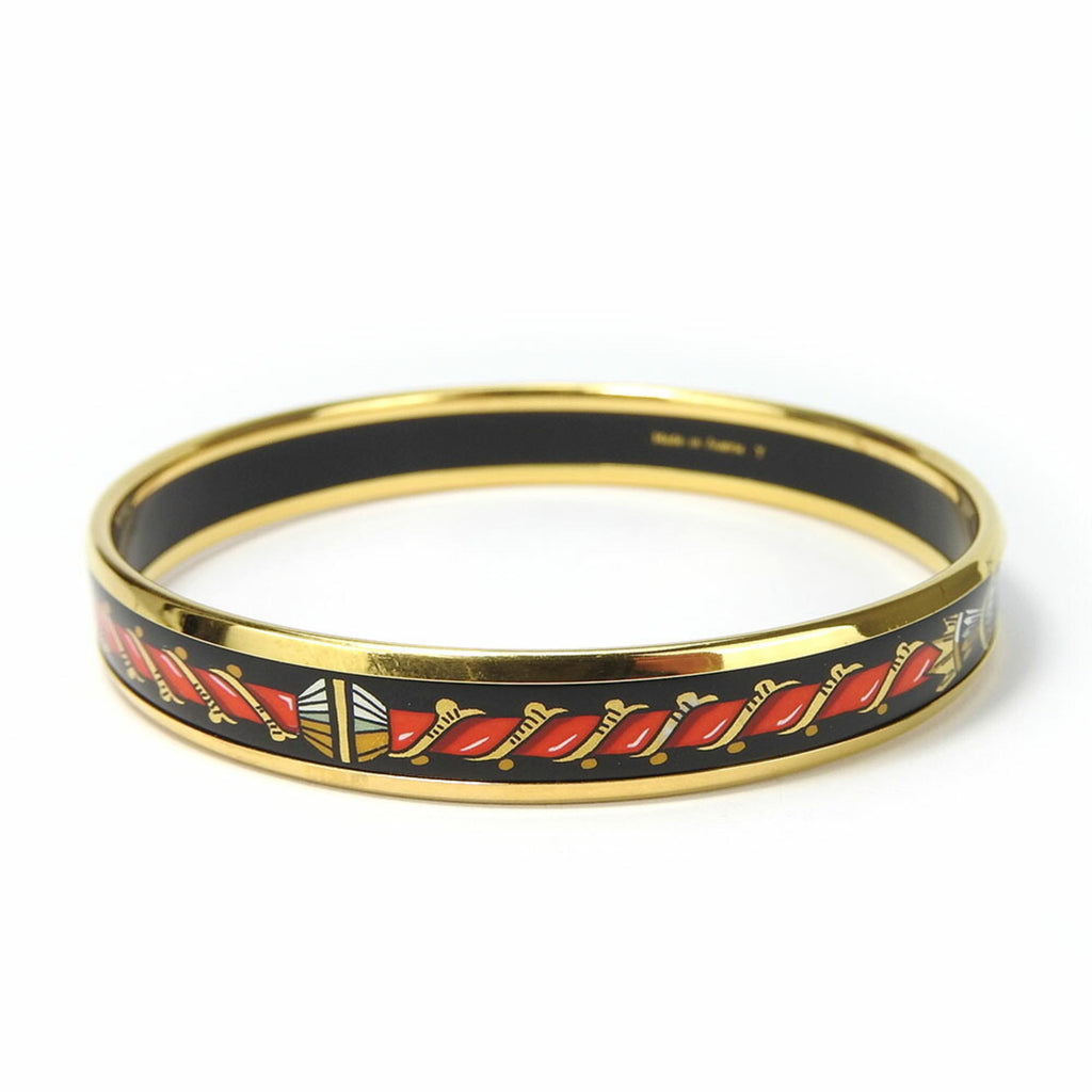 Bangle Enamel and Metal Black Bracelet