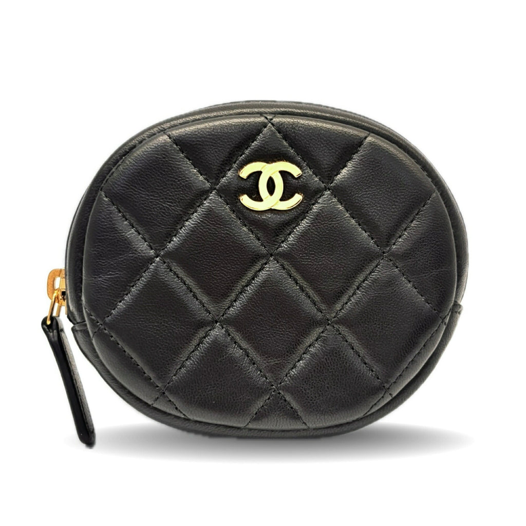 Pearl Crush Round Clutch with Chain Quilted Lambskin