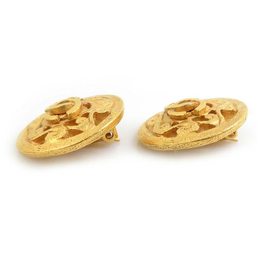 CC Logo Clip-On Earrings Gold-Tone Metal Gold-Tone Metal