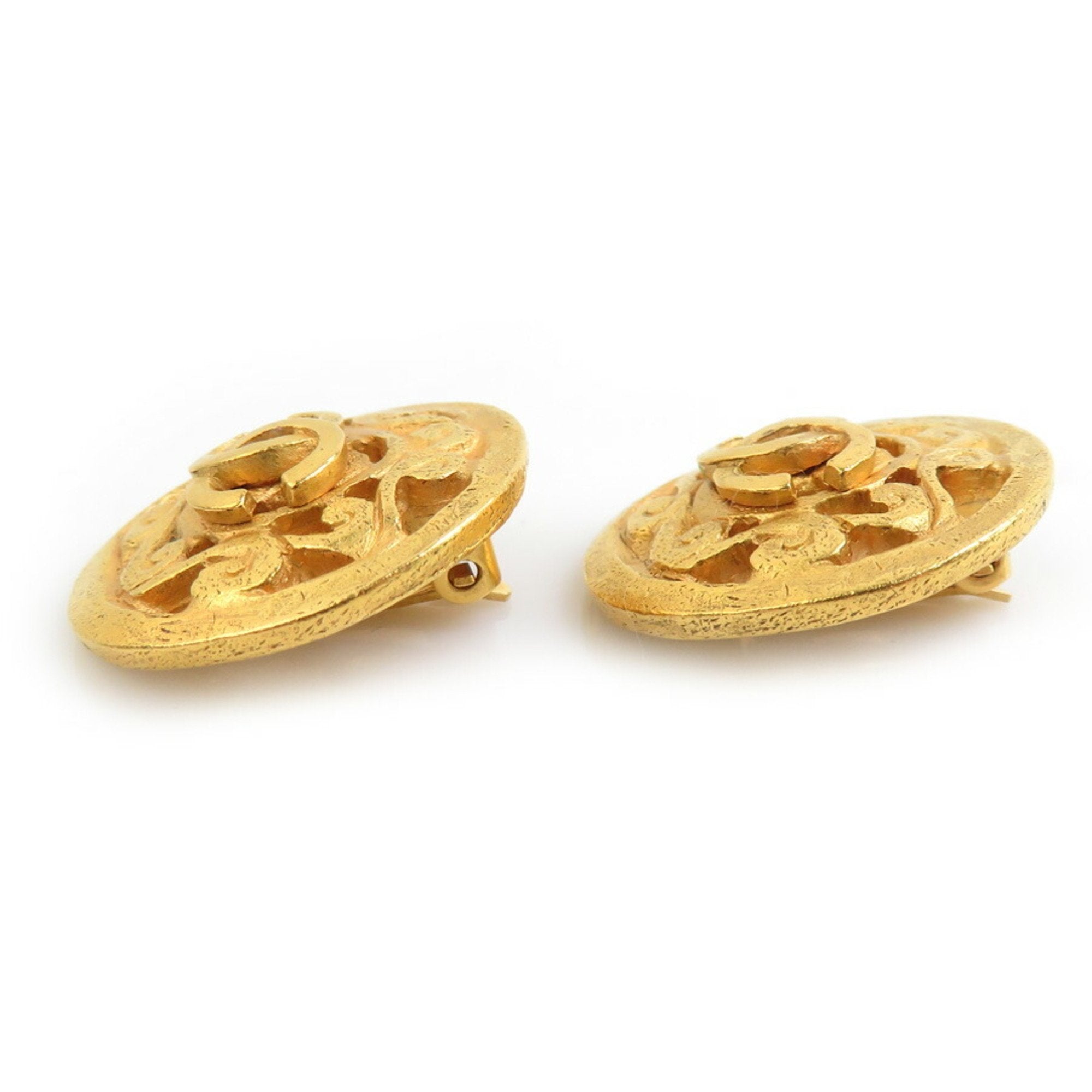 CC Logo Clip-On Earrings Gold-Tone Metal Gold-Tone Metal