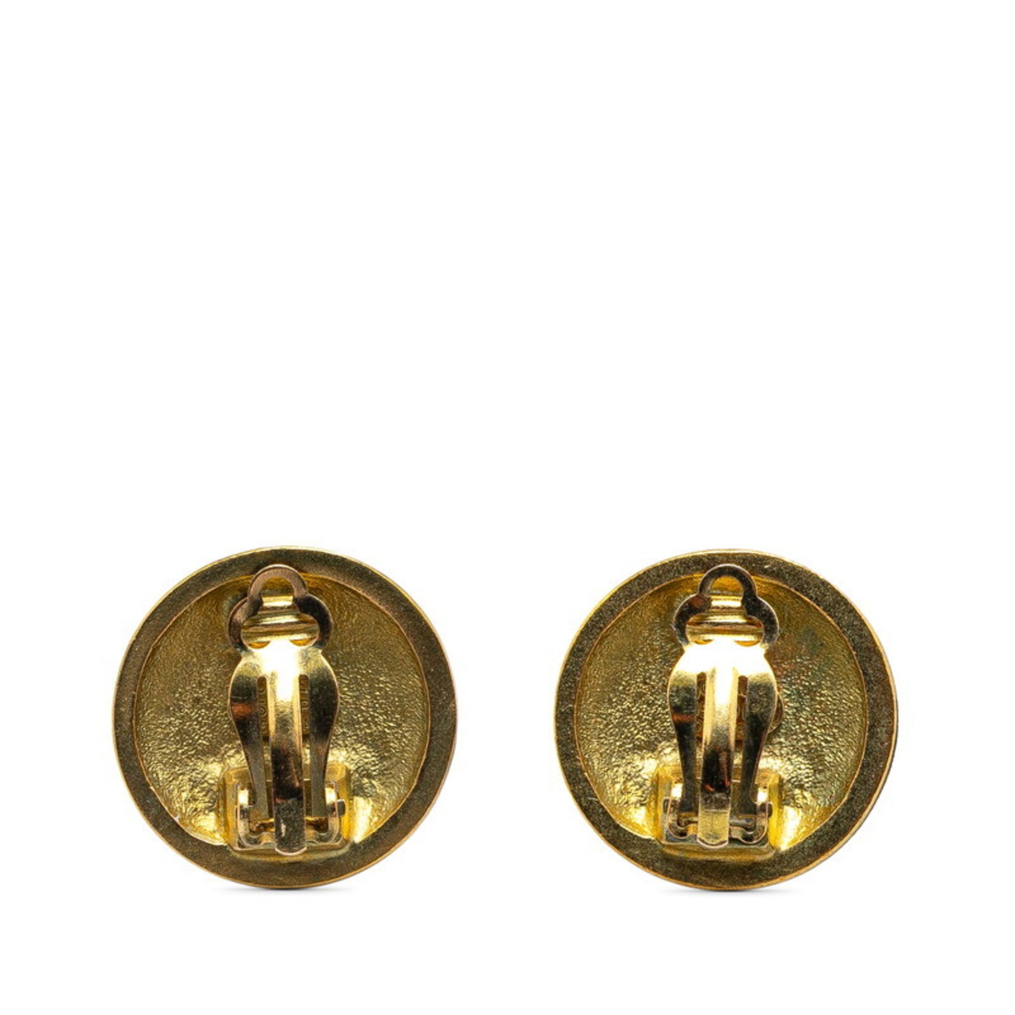 CC Logo Clip-On Earrings Metal Gold-Tone Metal
