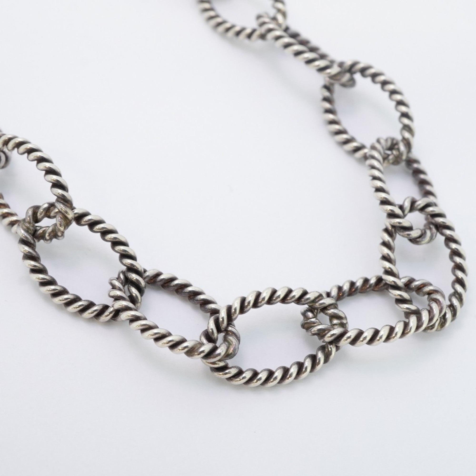 Twist Circle Pendant Necklace Sterling Silver