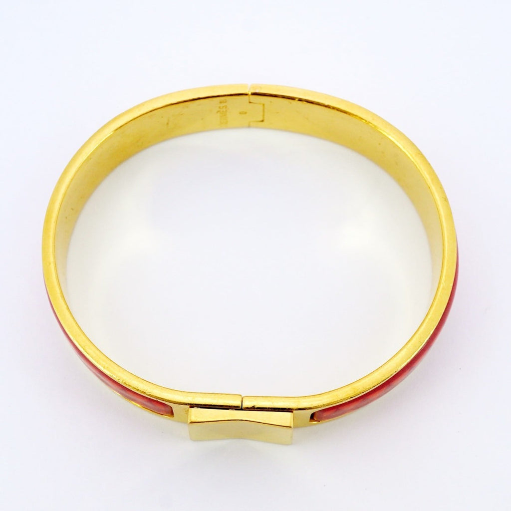 Click-Clack Bangle Gold Mini Orange and Red Bracelet