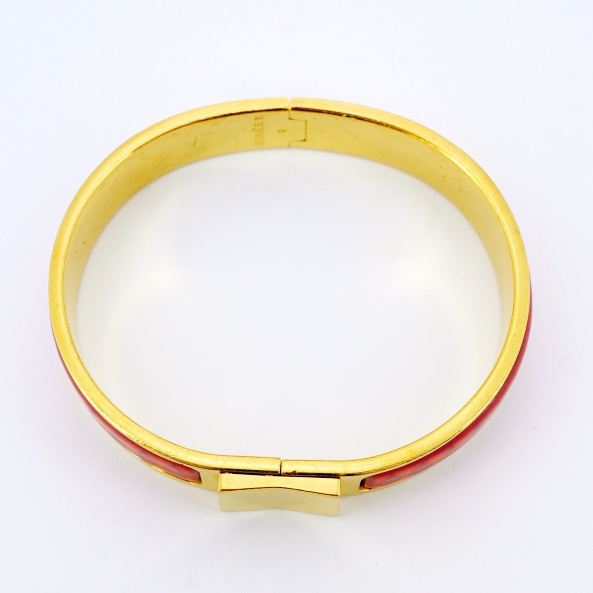 Click-Clack Bangle Gold Mini Orange and Red Bracelet
