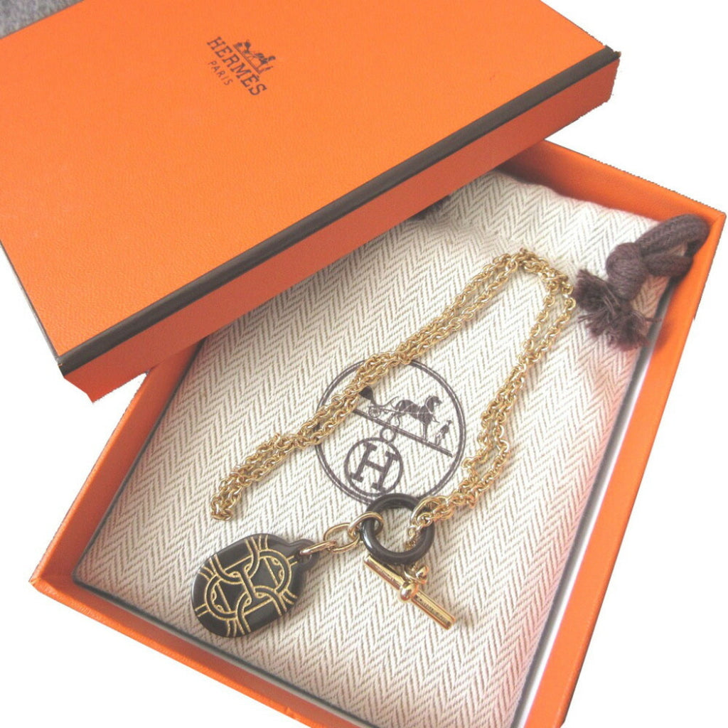 Pendant Necklace Metal Brown Gold
