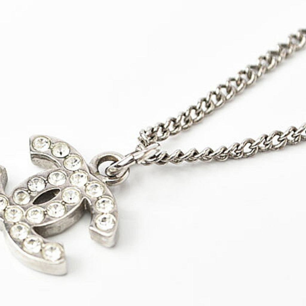 CC Logo Pendant Necklace Silver-Tone Metal