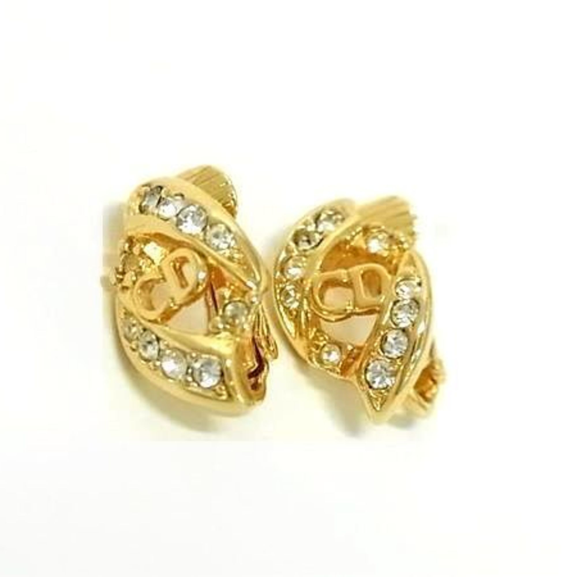 Clip-On Earrings Rhinestone Clip-On Gold-Tone Metal