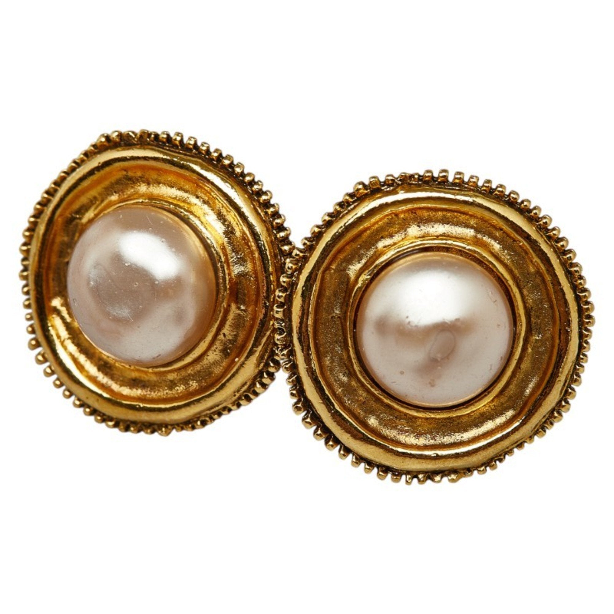 Clip-On Earrings Pearl Clip-On Gold-Tone Metal