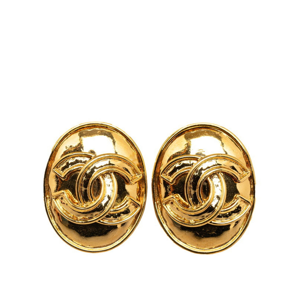 CC Logo Clip-On Earrings Metal Gold-Tone Metal