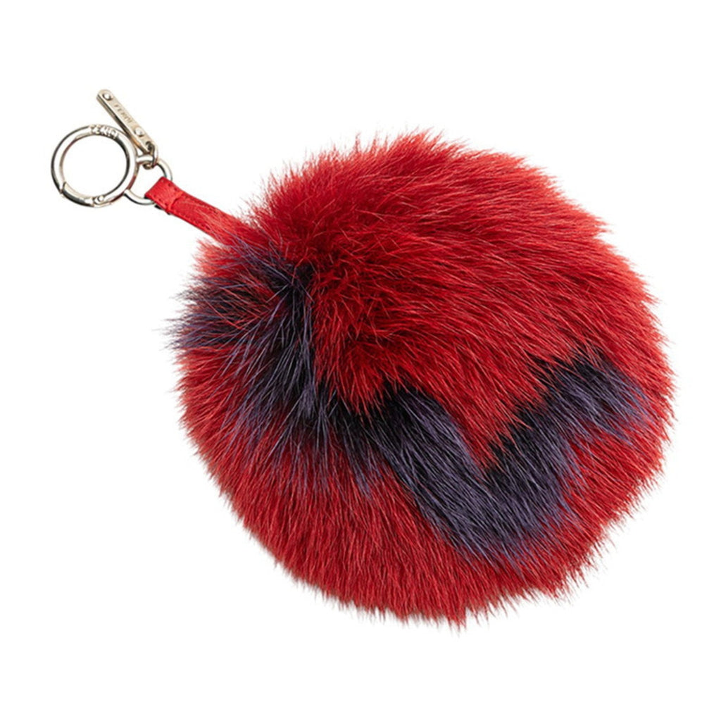 Charm Fur and Leather Purple and Red Handbag Charm