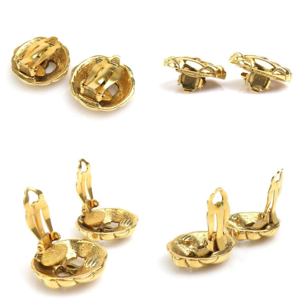 CC Logo Clip-On Earrings Gold-Tone Metal Gold-Tone Metal