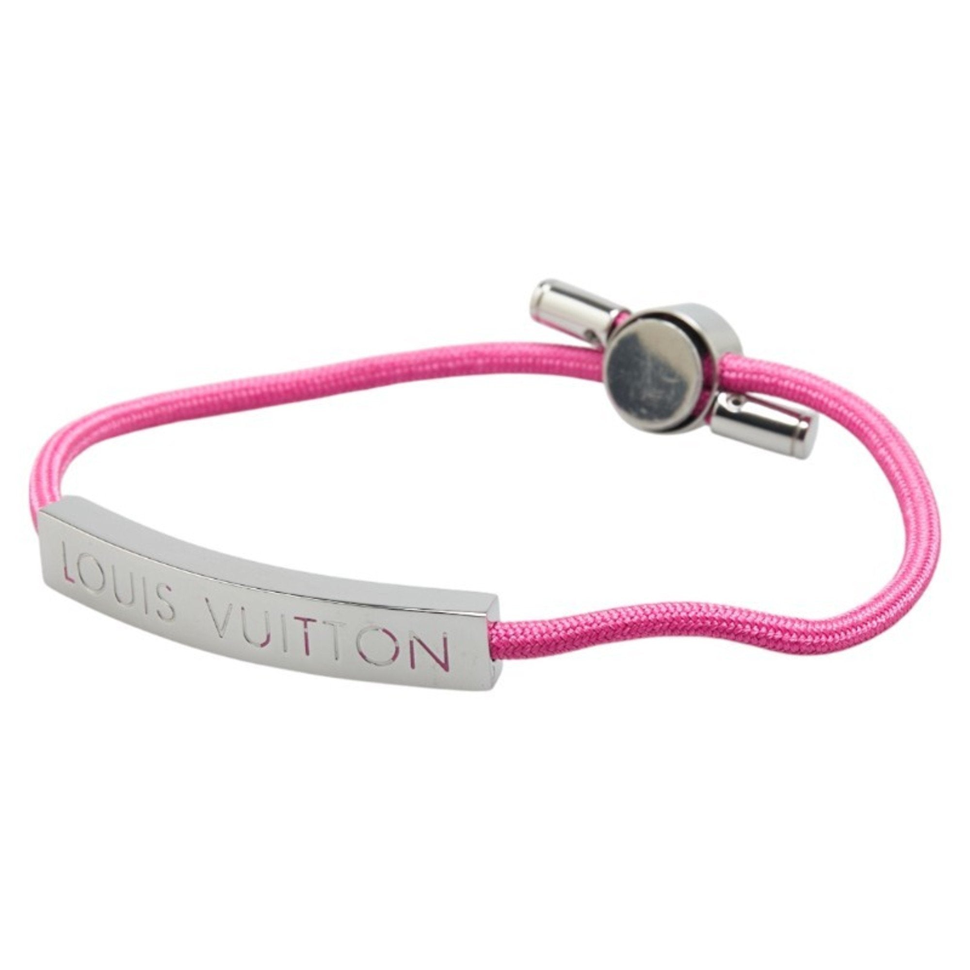 Bracelet Canvas and Metal Silver Pink