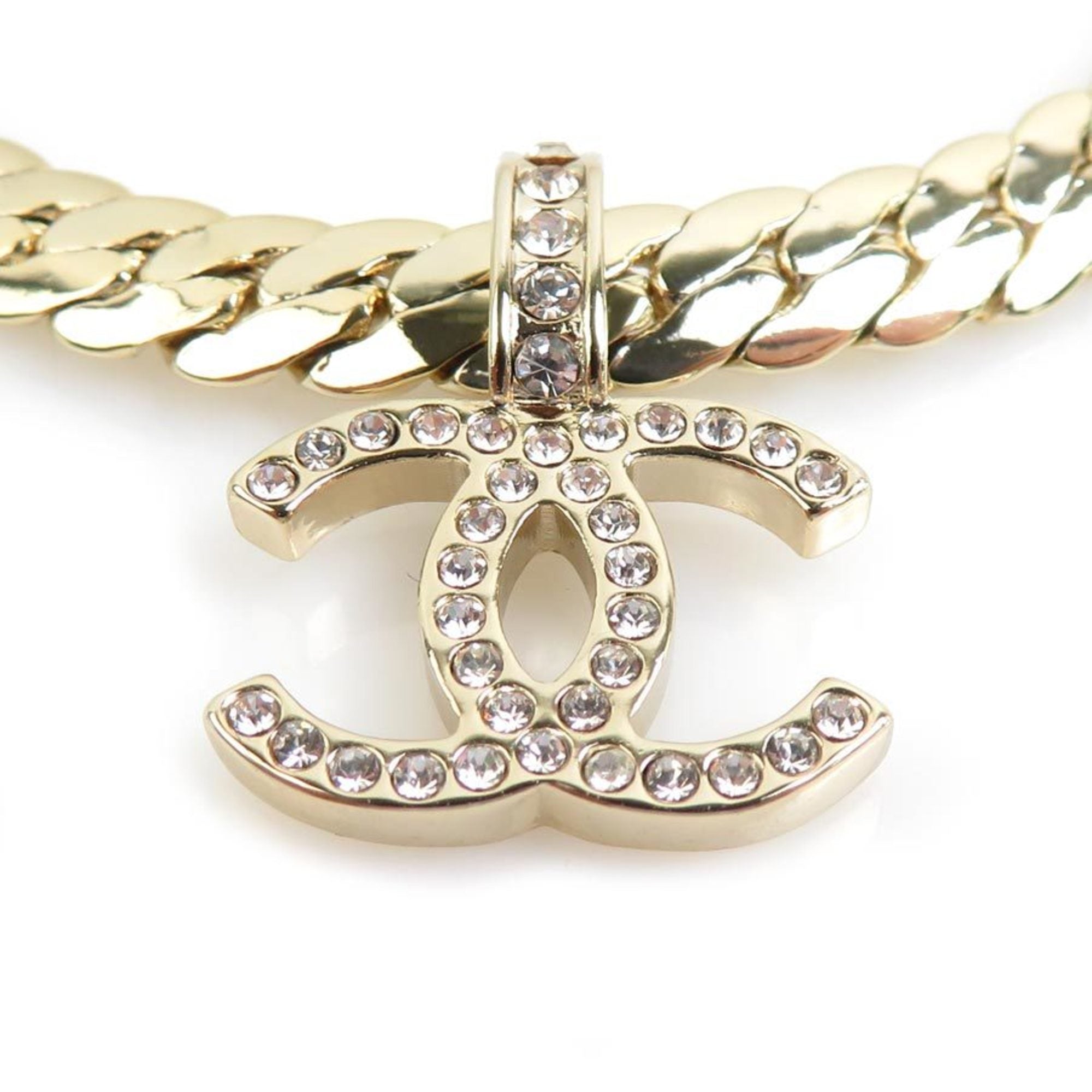 CC Logo Pendant Necklace Gold-Tone Metal