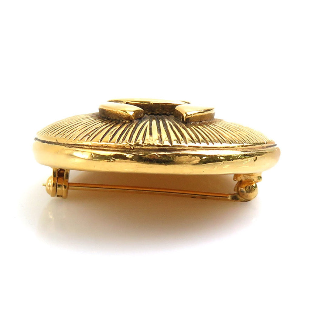 CC Logo Brooch Gold-Tone Metal