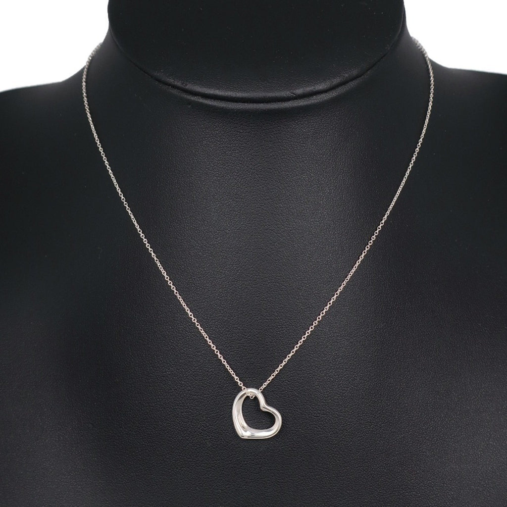 Open Heart Pendant Necklace Sterling Silver 14mm