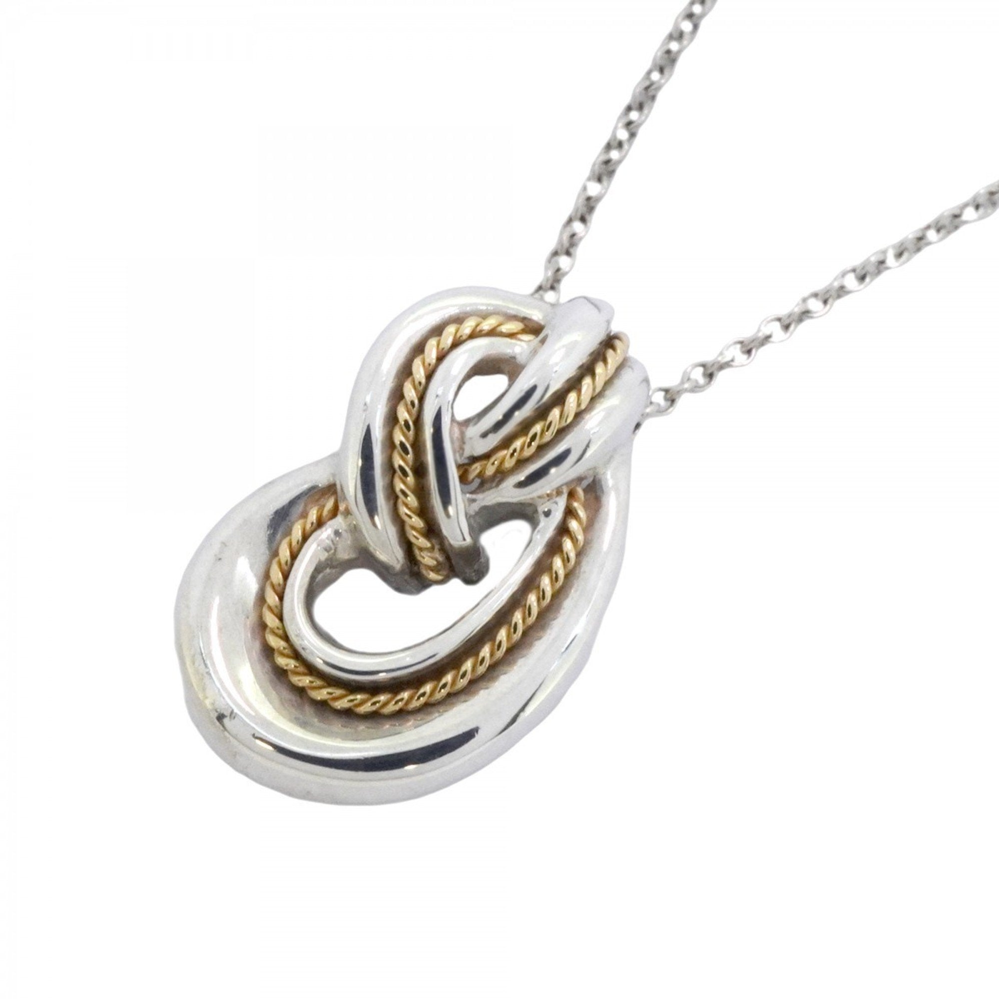 Twisted Knot Rope Pendant Necklace 18K Yellow Gold and Sterling Silver